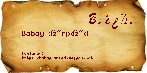 Babay Árpád névjegykártya