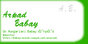 arpad babay business card